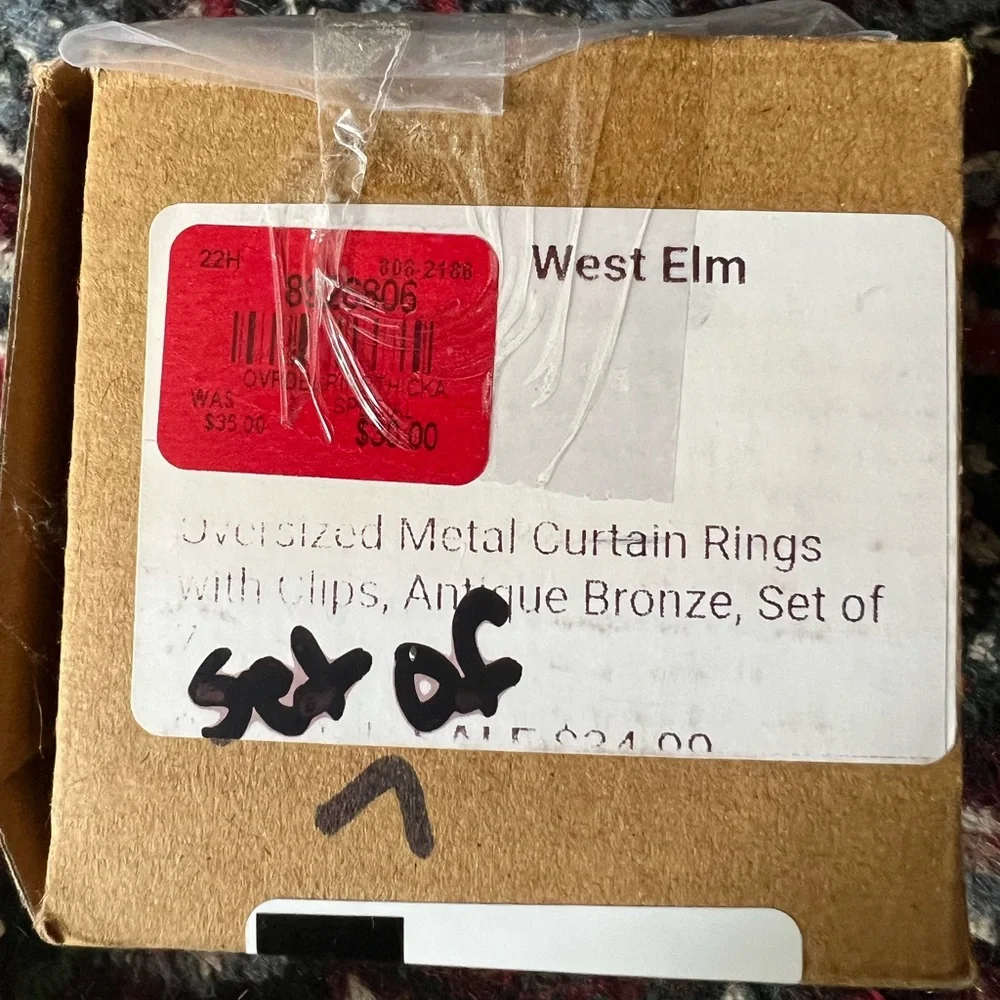 COPY - BRAND NEW West Elm Oversized Curtain Rings (set of 7) in Dark Bronze